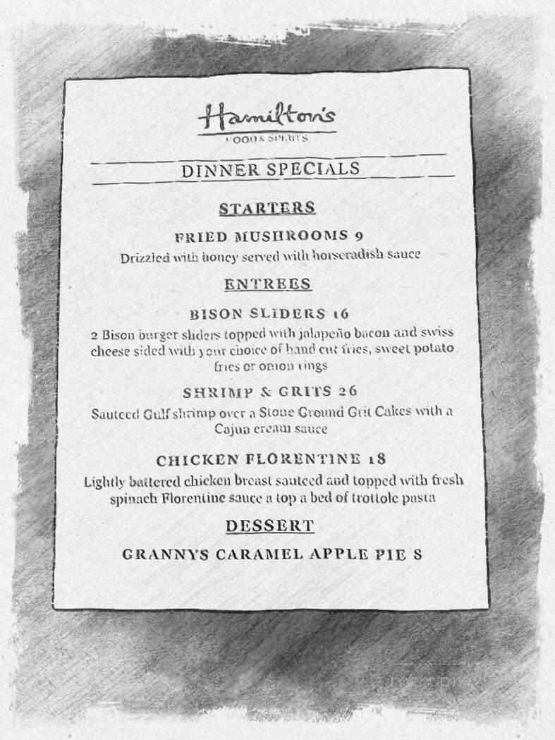 Hamilton's Food Spirits - Dalton, GA menu_pic