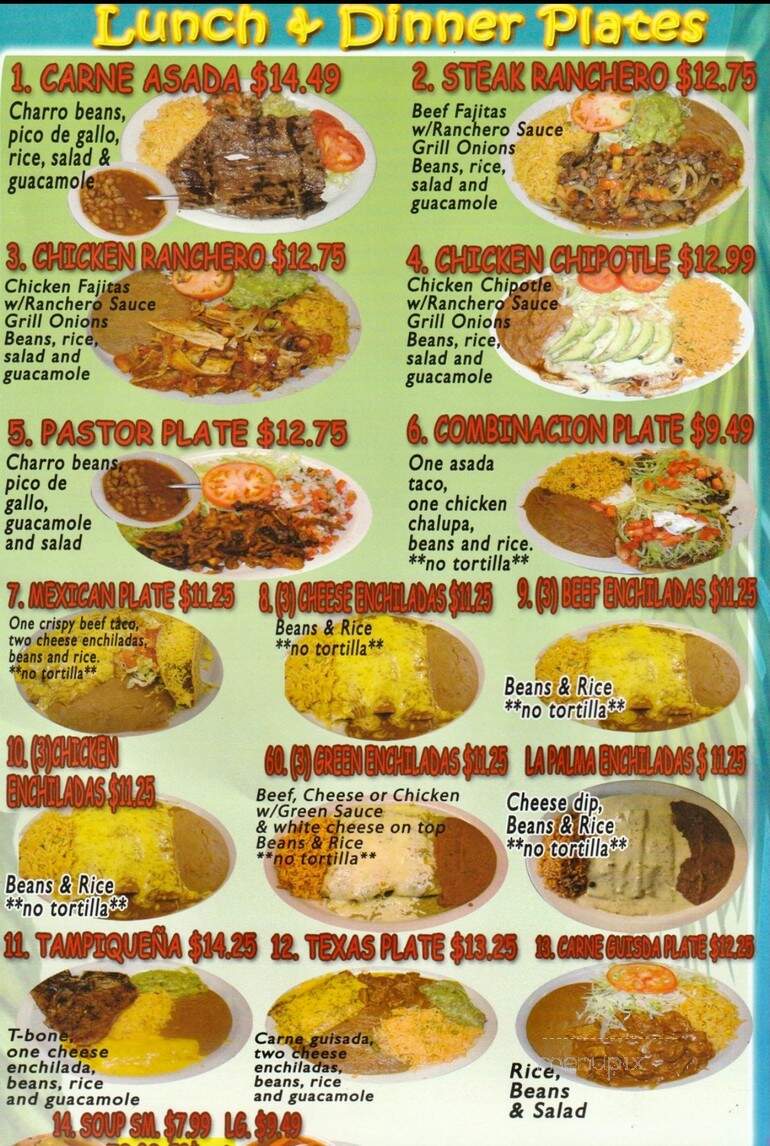 La Palma mexican Restaurant #2 - Corpus Christi, TX menu_pic