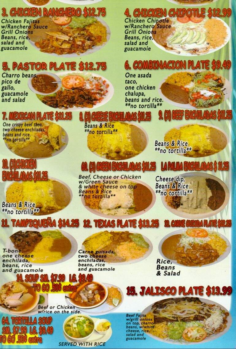 La Palma mexican Restaurant #2 - Corpus Christi, TX menu_pic