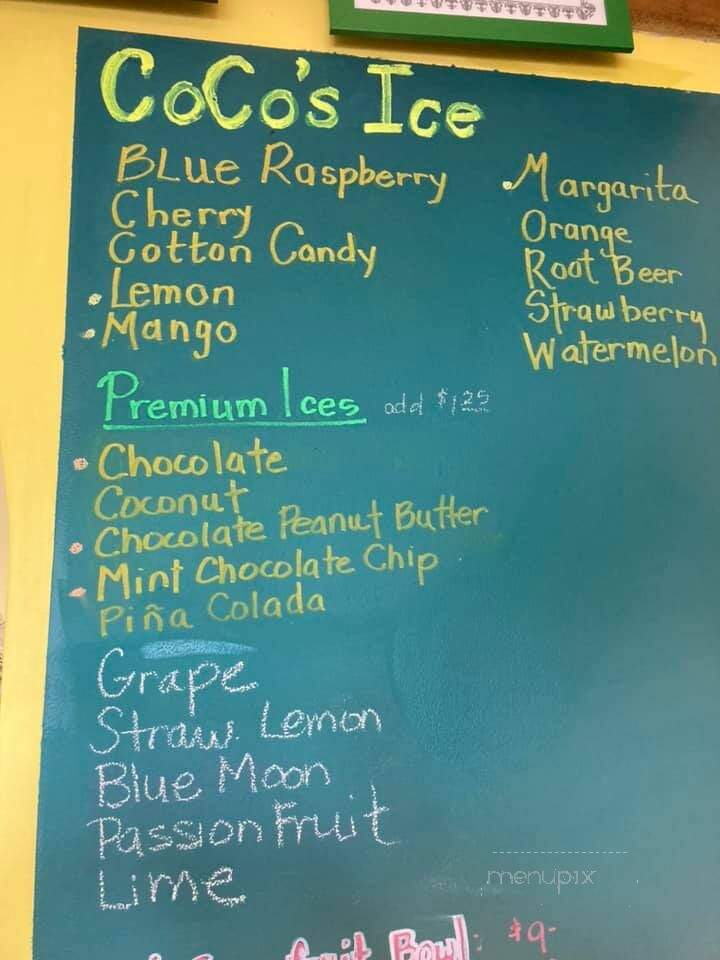 CoCo's Tropical Ice - Auburn, MA menu_pic