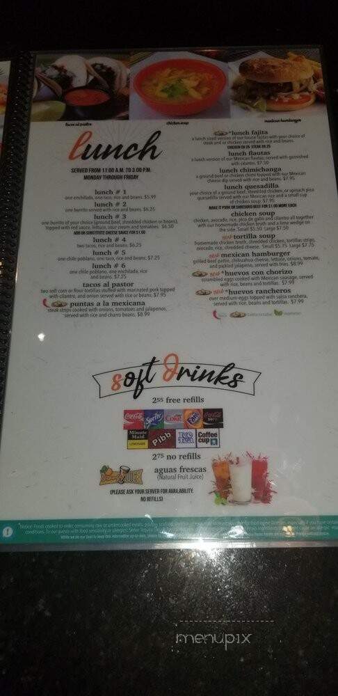 El Sol Mexican Bar Grill - Smyrna, GA menu_pic