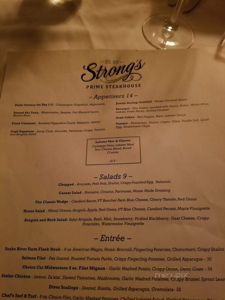 EB Strong's Prime Steakhouse - Burlington, VT