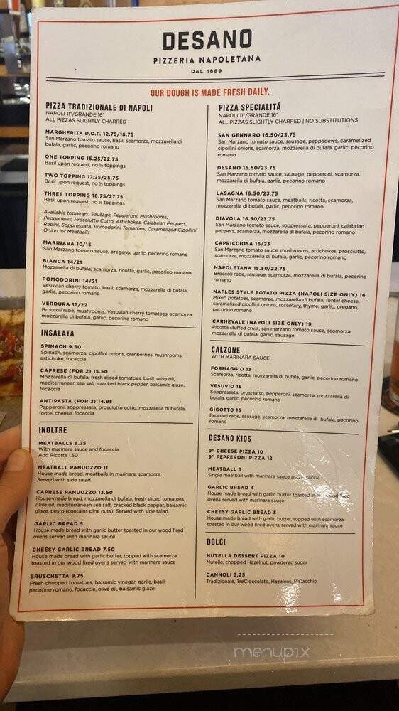 DeSano Pizza Bakery - Nashville, TN menu_pic