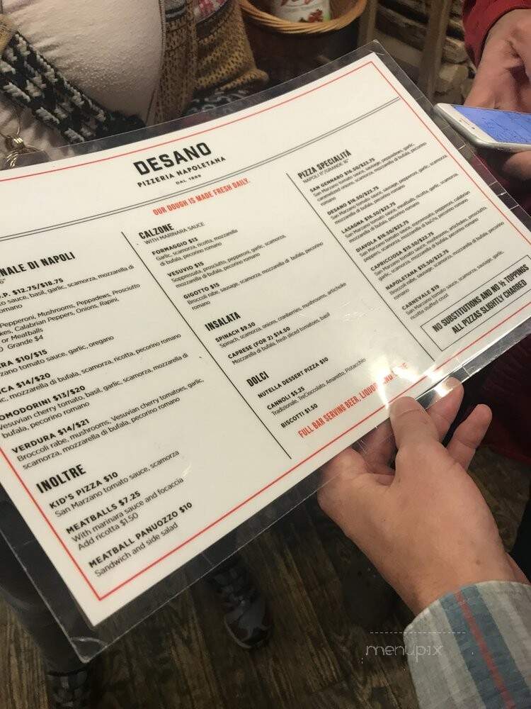 DeSano Pizza Bakery - Nashville, TN menu_pic