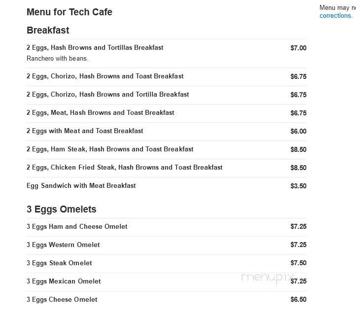 Tech Cafe #4 - Lubbock, TX menu_pic