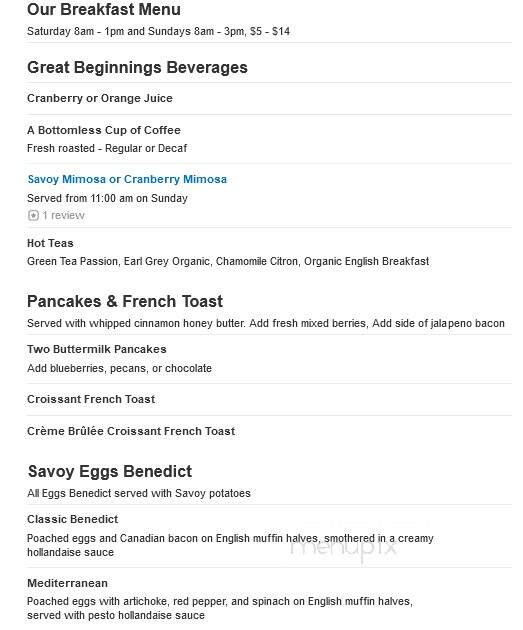 Savoy de Mesilla - Las Cruces, NM menu_pic