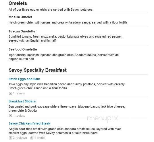 Savoy de Mesilla - Las Cruces, NM menu_pic