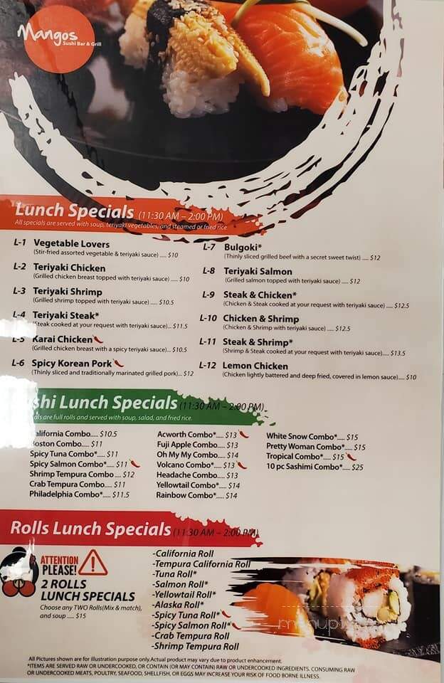 Mango's Sushi and Sports Bar - Acworth, GA menu_pic
