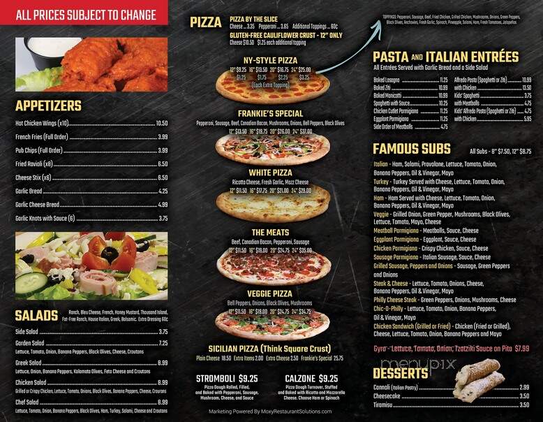 Frankie's Pizza of Granite Fls - Granite Falls, NC menu_pic