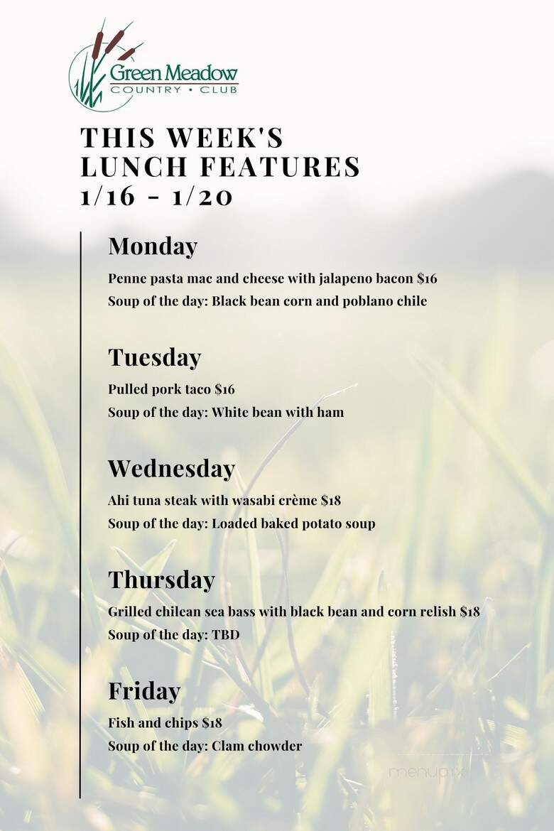 Green Meadow Country Club - Helena, Mt menu_pic