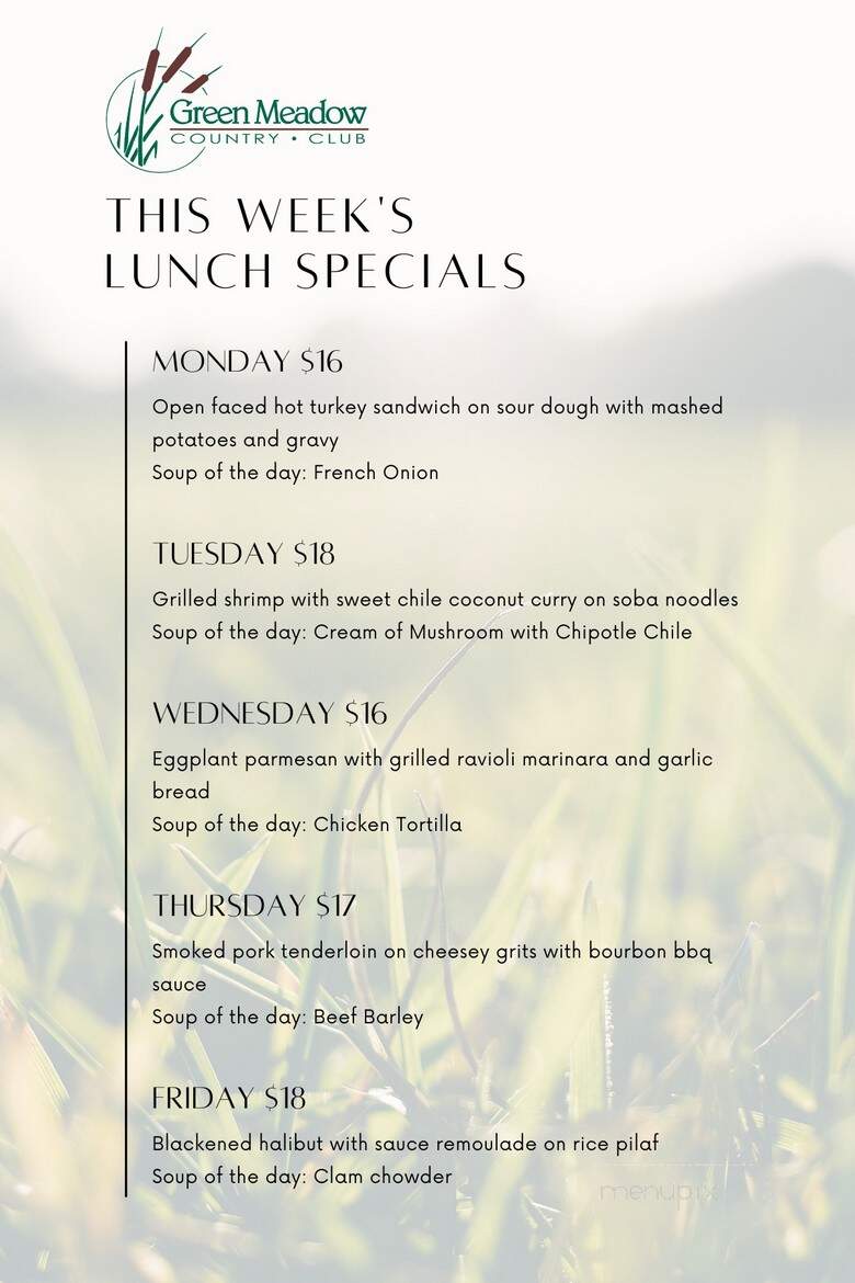 Green Meadow Country Club - Helena, Mt menu_pic