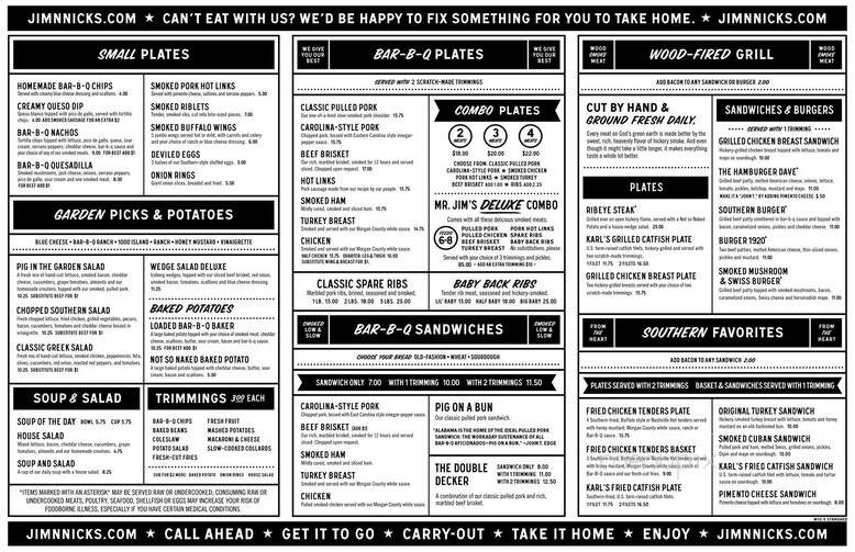 Jim 'N Nick's Bar-B-Q - Tuscaloosa, AL menu_pic