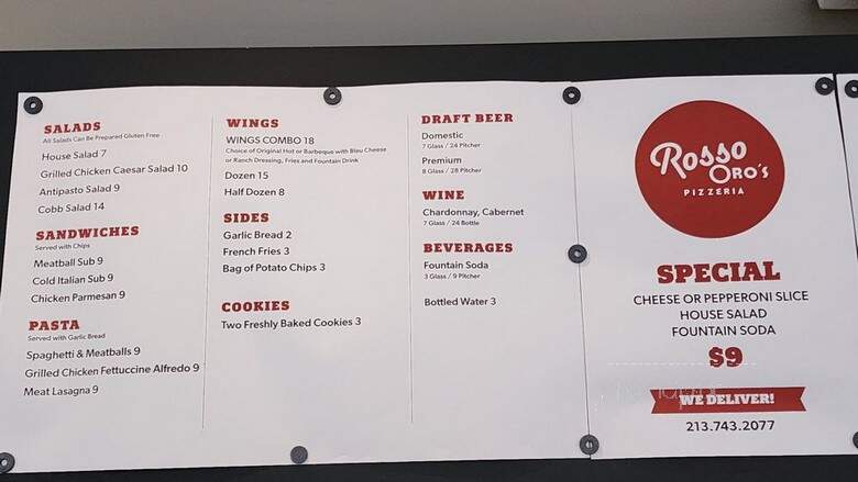Rosso Oro's Pizzeria - Los Angeles, CA menu_pic