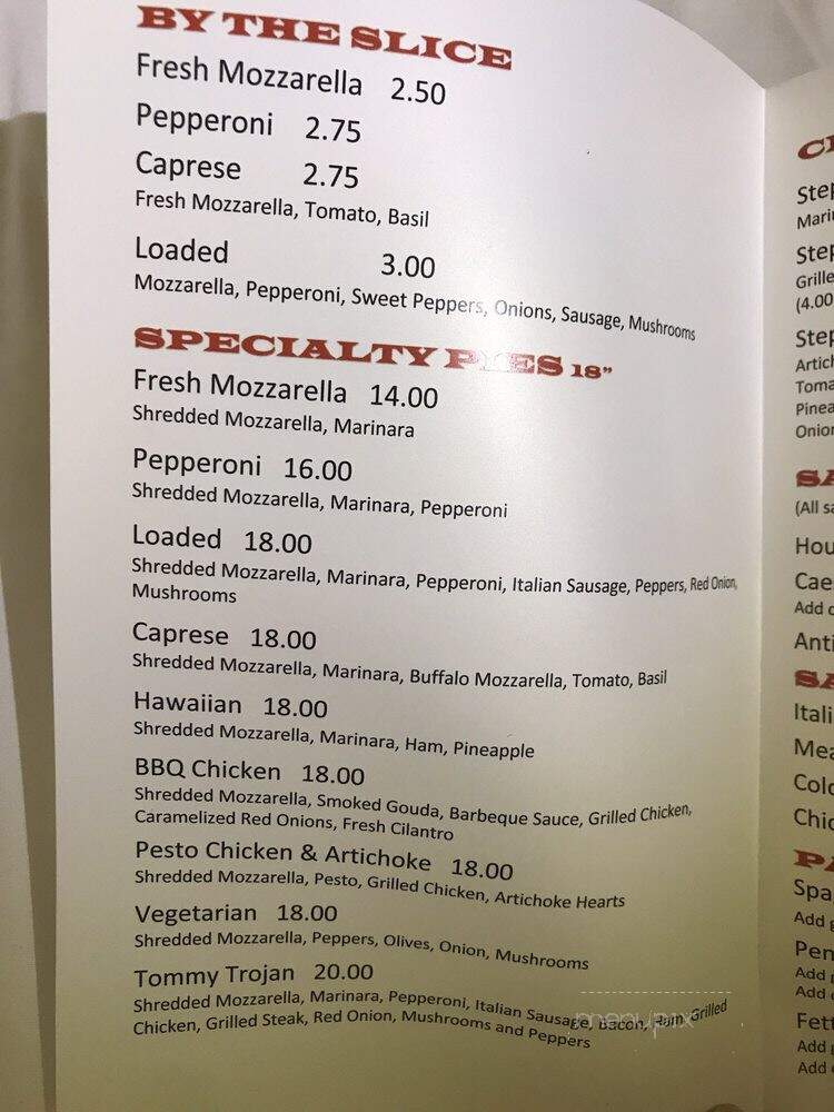 Rosso Oro's Pizzeria - Los Angeles, CA menu_pic