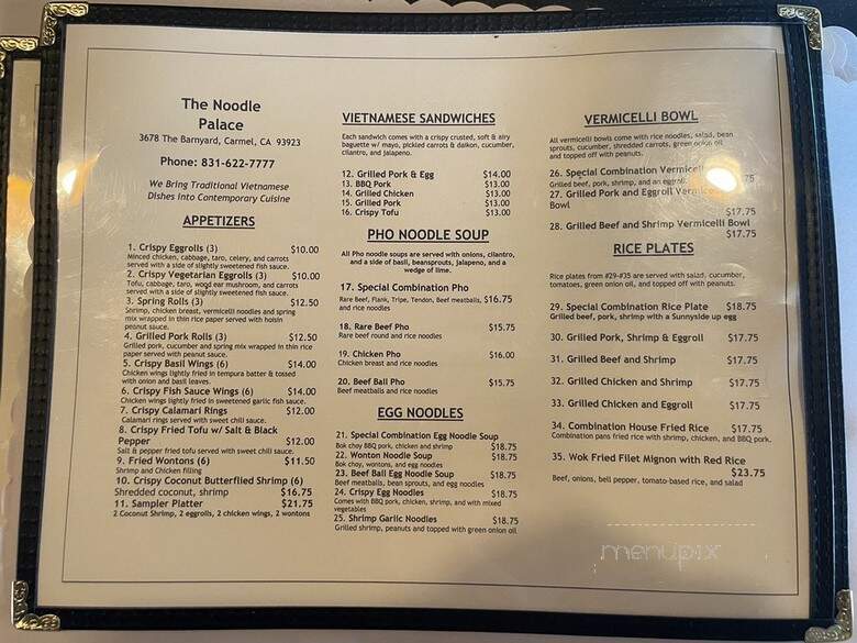 The Noodle Palace - Carmel, CA menu_pic