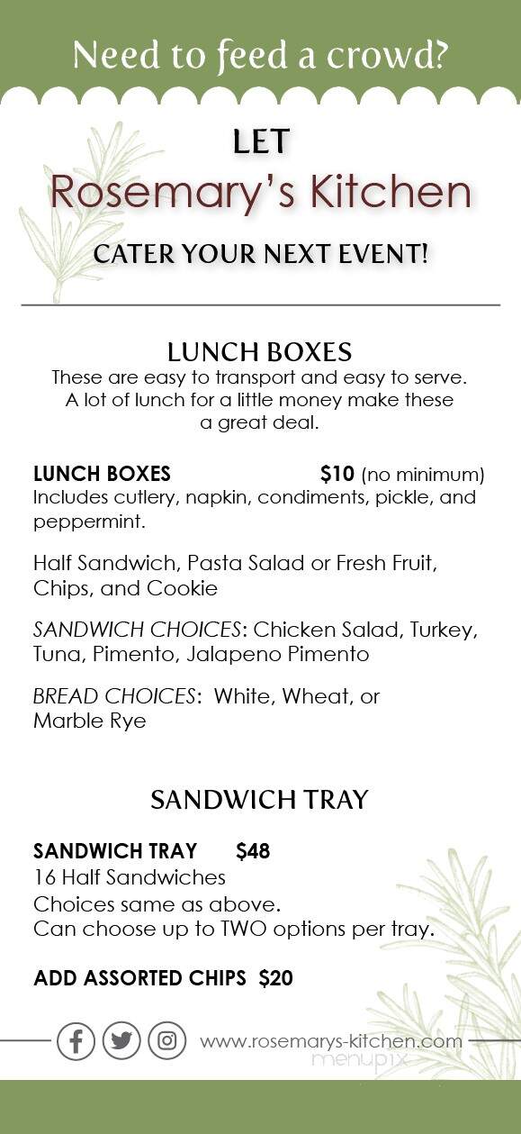Rosemary's Kitchen - Ruston, LA menu_pic