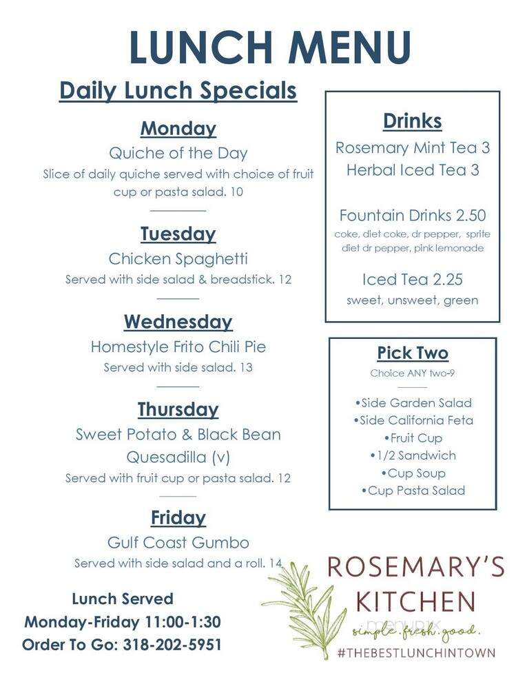 Rosemary's Kitchen - Ruston, LA menu_pic