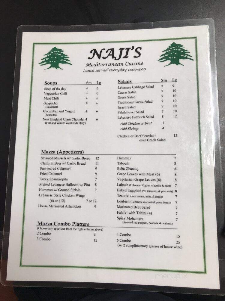 Naji's - Great Barrington, MA menu_pic