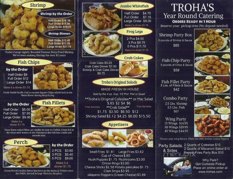 Troha's Shrimp Fish House - Chicago, IL menu_pic