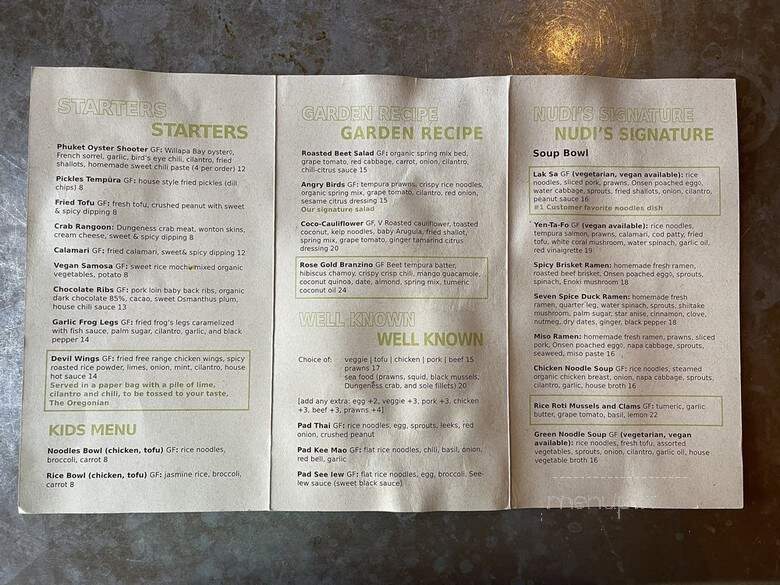 Nudi Noodle Place - Portland, OR menu_pic