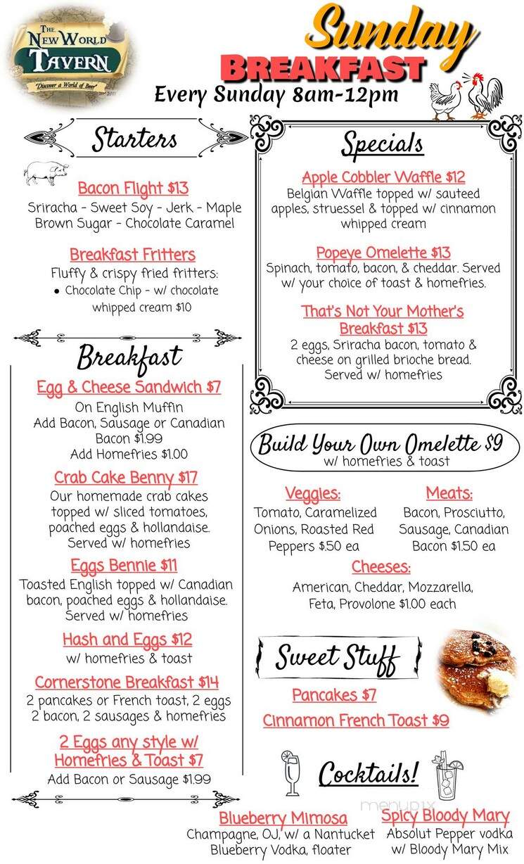The New World Tavern - Plymouth, MA menu_pic