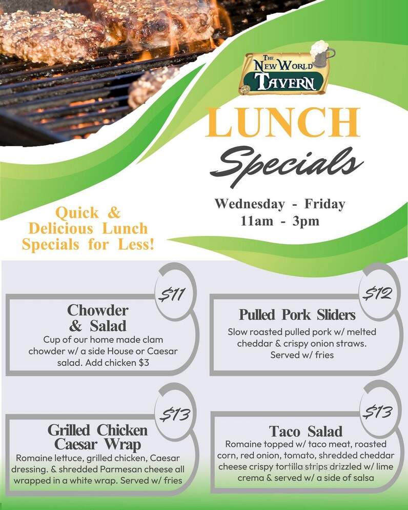 The New World Tavern - Plymouth, MA menu_pic