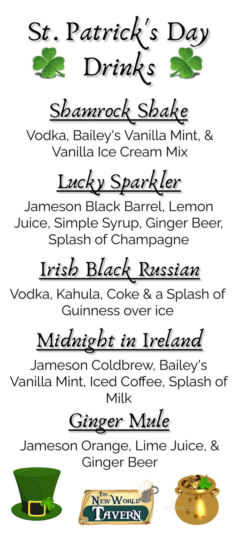 The New World Tavern - Plymouth, MA menu_pic