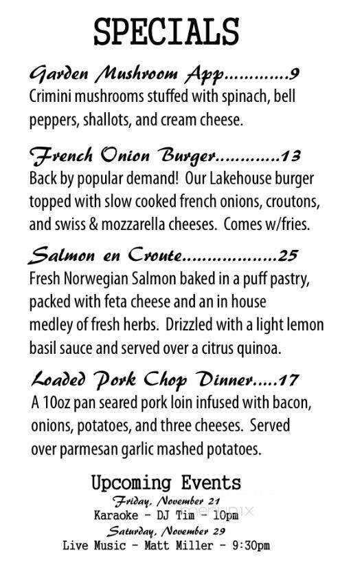 Lakehouse - Culver, IN menu_pic