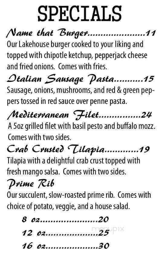 Lakehouse - Culver, IN menu_pic