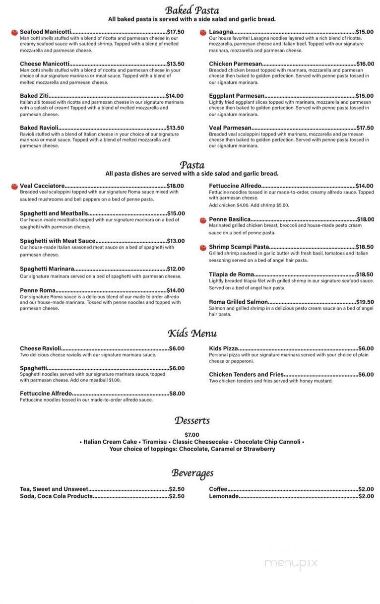 Roma Cafe - Mobile, AL menu_pic