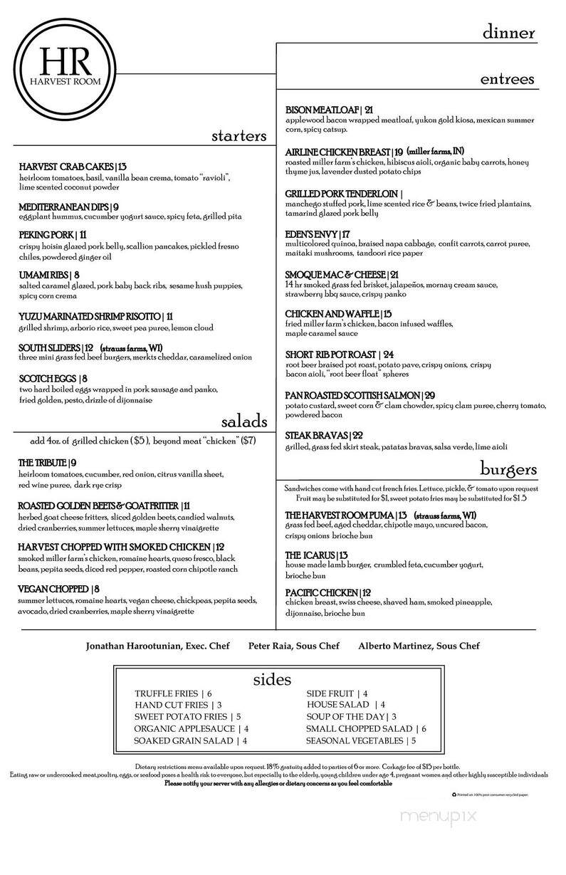 Harvest Room - Palos Heights, IL menu_pic