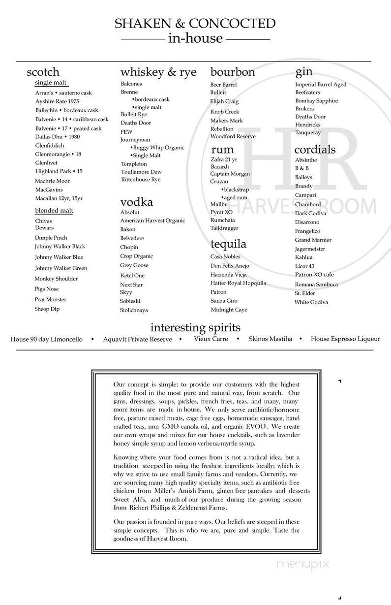 Harvest Room - Palos Heights, IL menu_pic