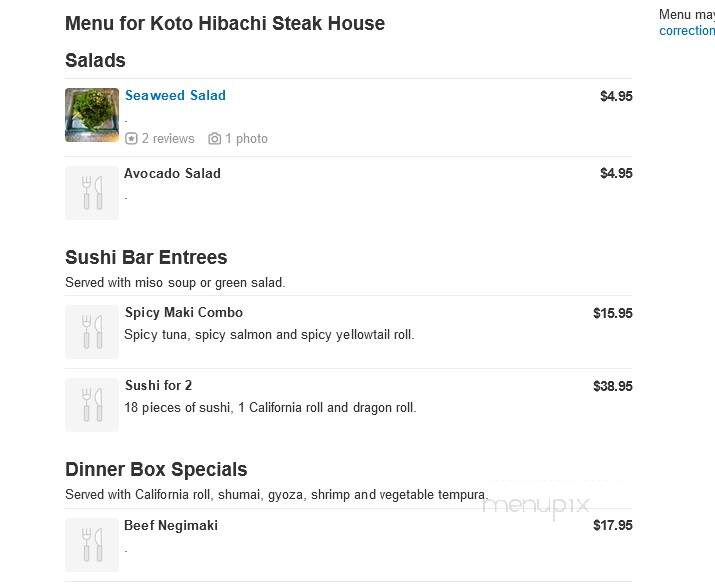 Koto Hibachi Steakhouse - Pittsfield, MA
