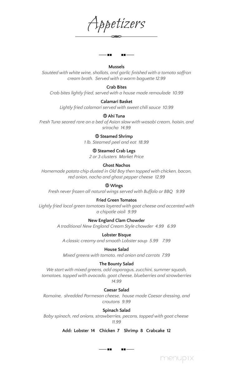 Sun Fish Grill - Corolla, NC menu_pic