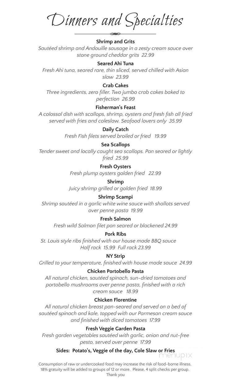 Sun Fish Grill - Corolla, NC menu_pic