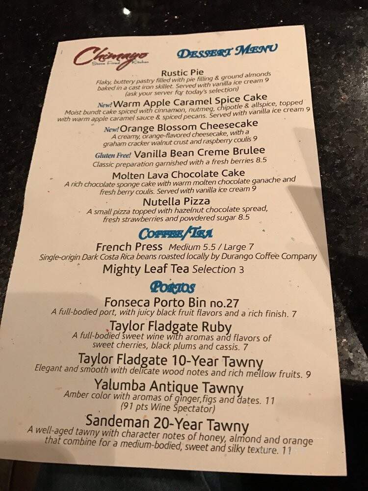 Chimayo Stone Fired Kitchen - Durango, CO menu_pic