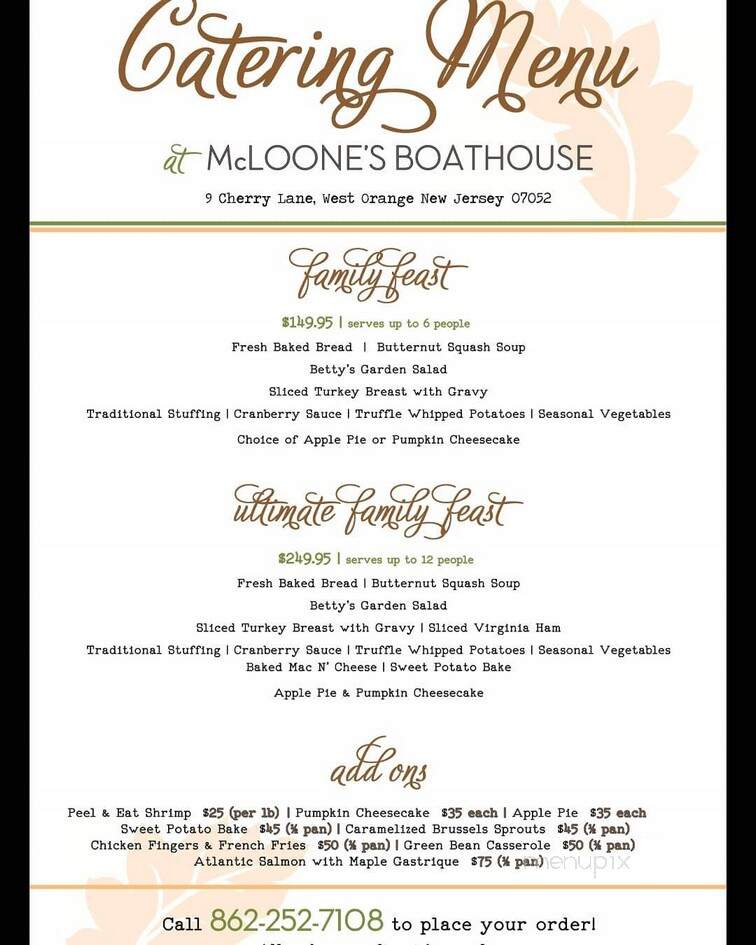 McLoone's Boat House - West Orange, NJ menu_pic