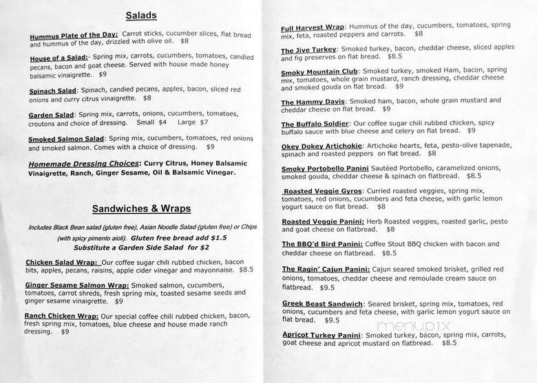Rejavanation Cafe - Candler, NC menu_pic