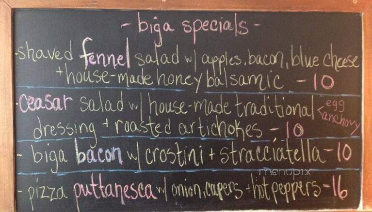 Biga Wood Fired Pizzeria - Kirtland, OH menu_pic