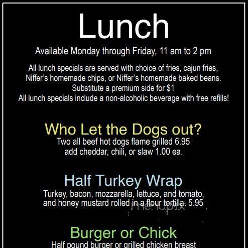 Niffer's at the Tracks - Opelika, AL menu_pic