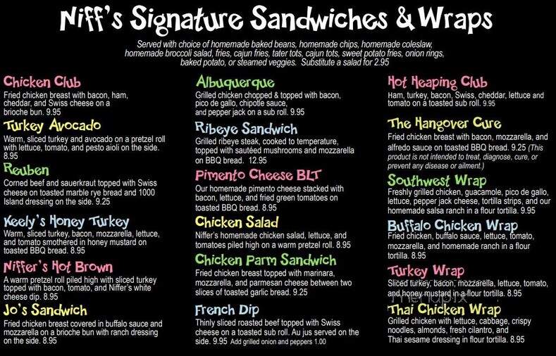 Niffer's at the Tracks - Opelika, AL menu_pic