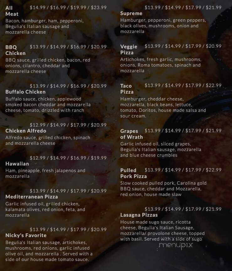 Nicky's Pizza - Kansas City, MO menu_pic