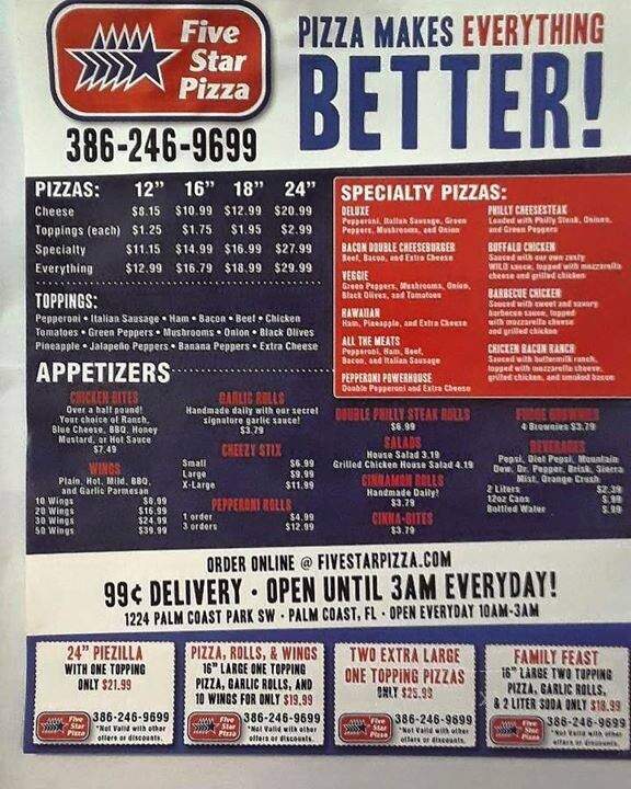 Five Star Pizza - Palm Coast, FL menu_pic