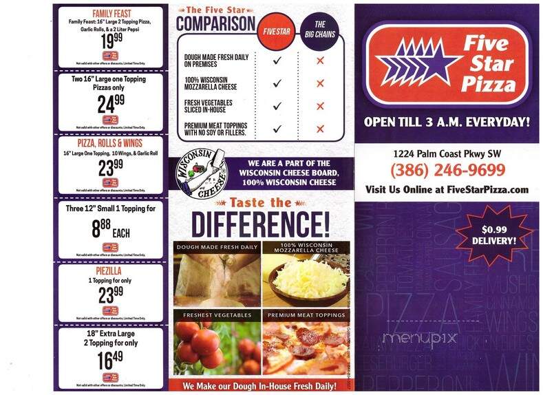 Five Star Pizza - Palm Coast, FL menu_pic