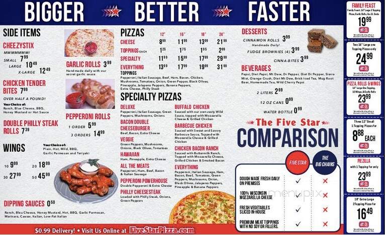 Five Star Pizza - Palm Coast, FL menu_pic