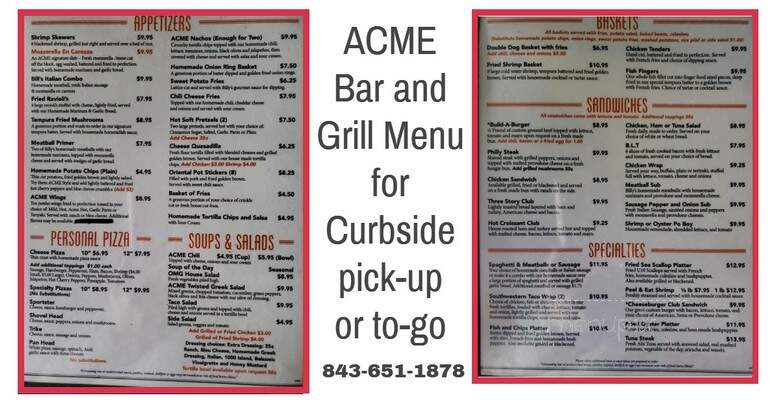 Acme Bar & Grill - Murrells Inlet, SC menu_pic