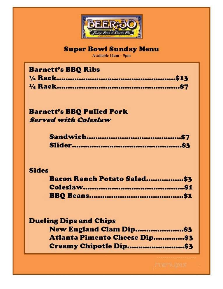 Beer:30 - Corvallis, OR menu_pic