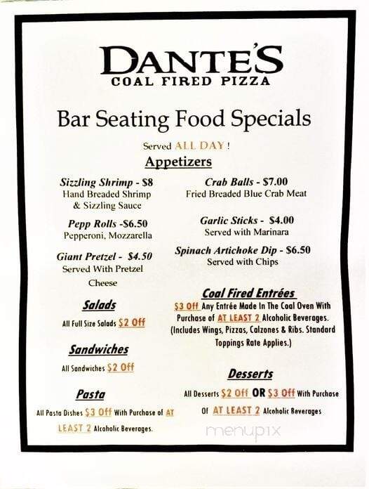 Dante's Coal Fired Pizza - Cape Coral, FL menu_pic