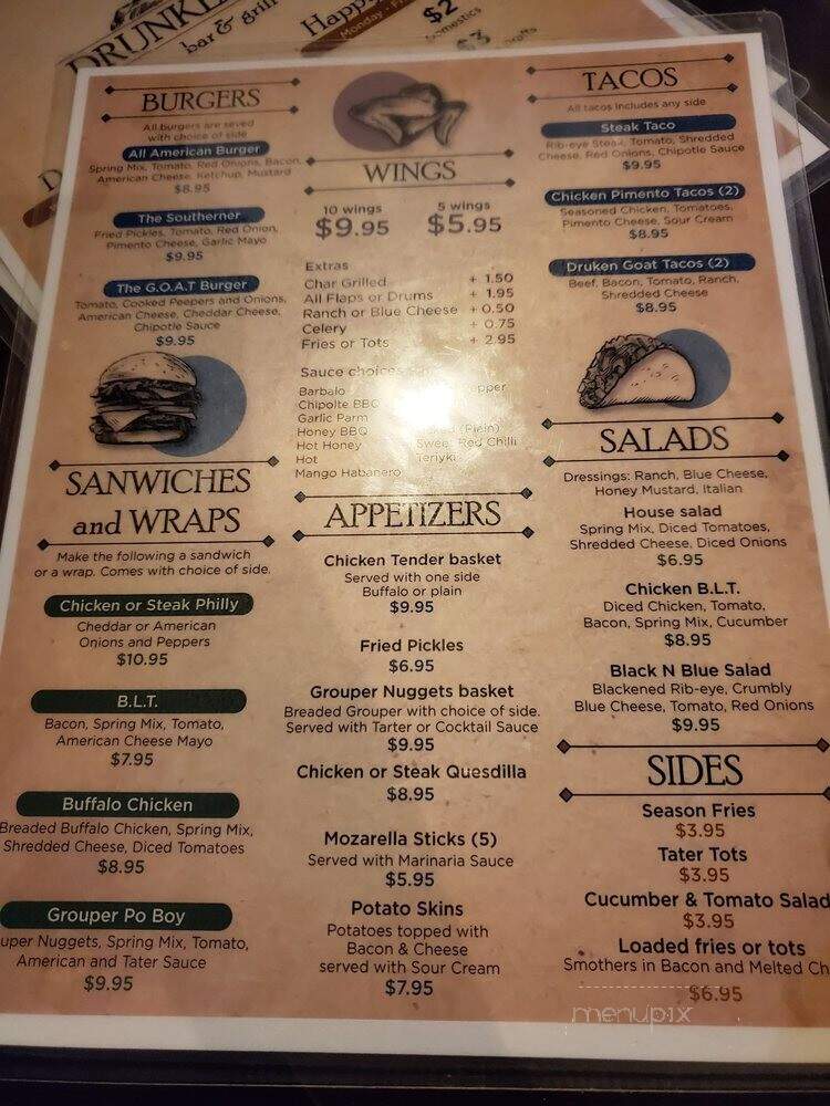 Drunken Goat Bar & Grill - Fort Mill, SC menu_pic