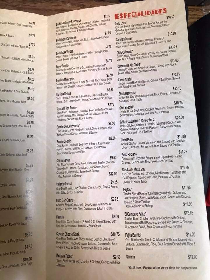 El Campero - Canton, OH menu_pic